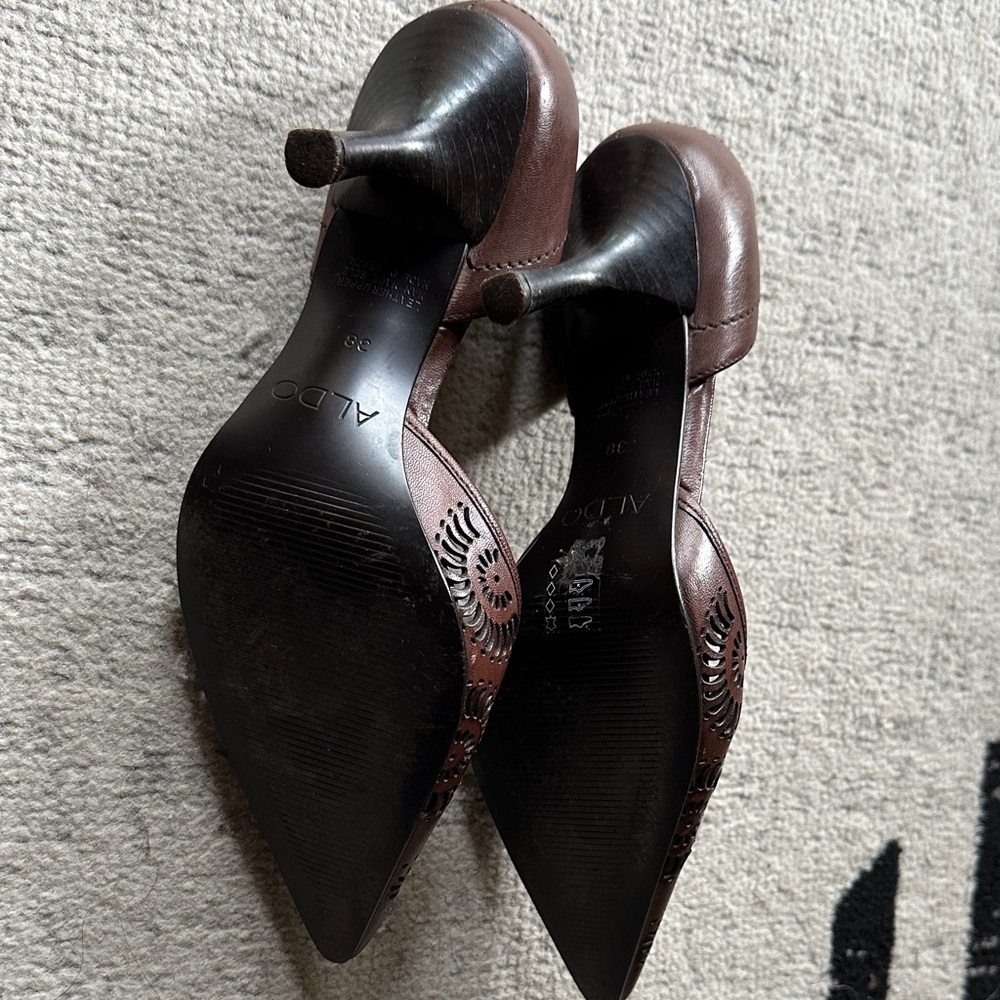 Aldo Dark Brown Cutout Heels - Picture 6 of 9